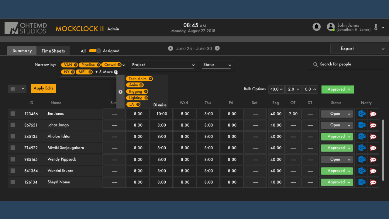 Admin Time Application Design with Material Design incorporated