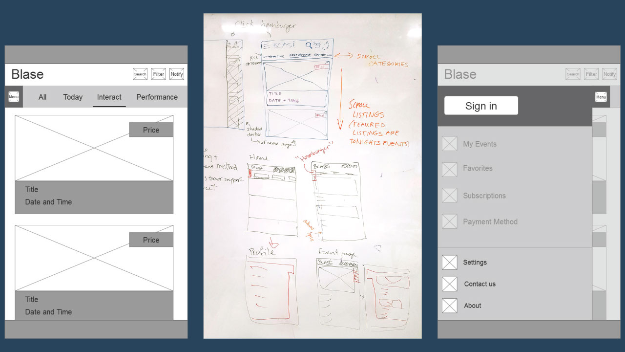 Blase brainstorming and iterations